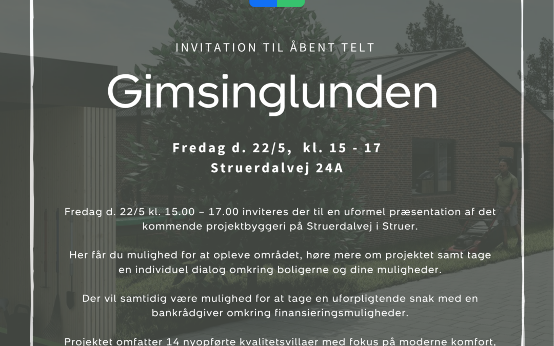 Nye kvalitetsvillaer på vej i Struer: Gimsinglunden inviterer til åbent telt